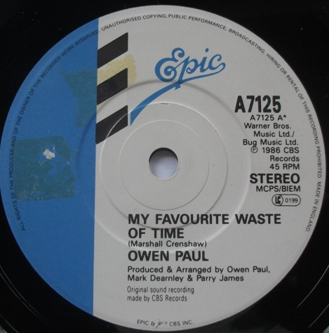 Owen Paul - My Favourite Waste Of Time - Used Vinyl Record 7" image 1