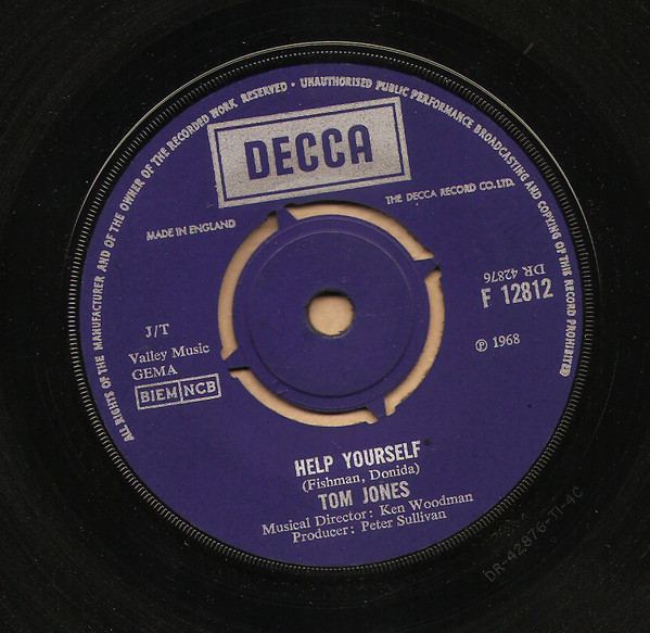 Tom Jones - Help Yourself - Used Vinyl Record 7" image 1
