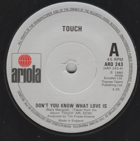 Touch - Don't You Know What Love Is - Used Vinyl Record 7" image 1