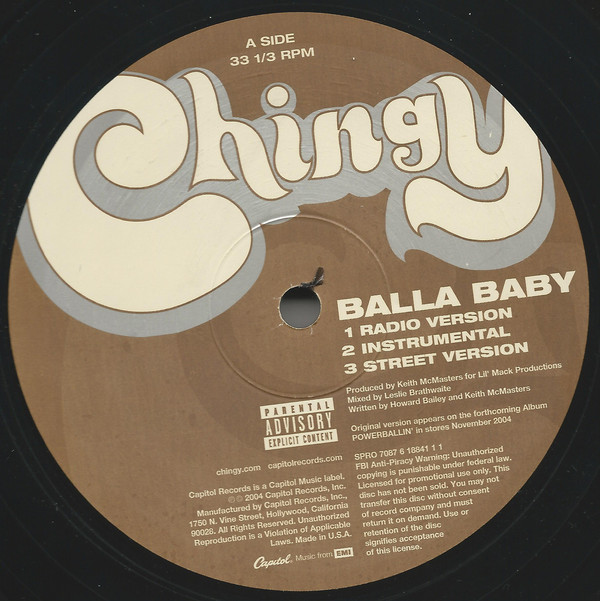 Chingy - Balla Baby / Fall-N - Used Vinyl Record 12" image 1