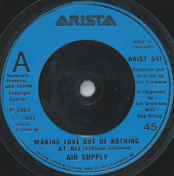 Air Supply - Making Love Out Of Nothing At All - Used Vinyl Record 7" image 1
