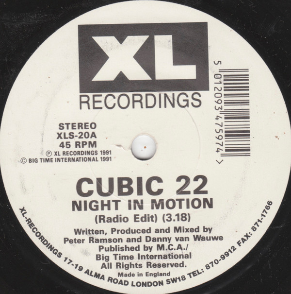 Cubic 22 - Night In Motion - Used Vinyl Record 7" image 1