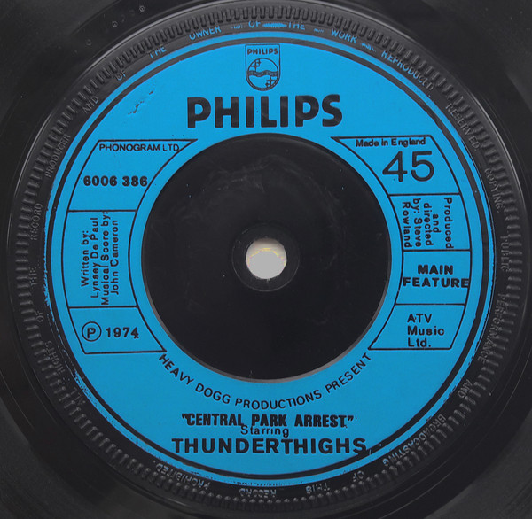 Thunderthighs - Central Park Arrest - Used Vinyl Record 7" image 1