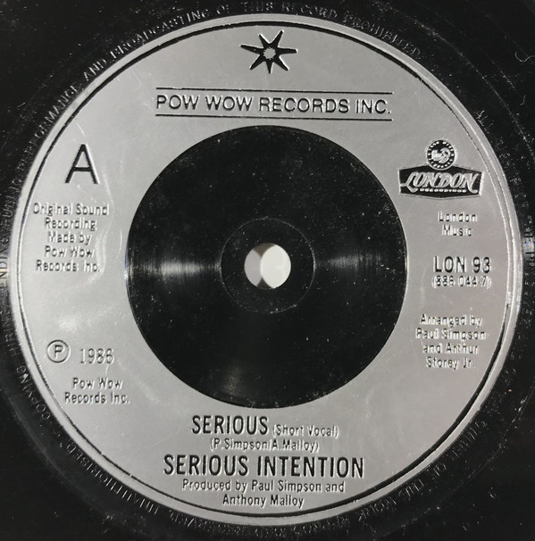 Serious Intention - Serious - Used Vinyl Record 7" image 1
