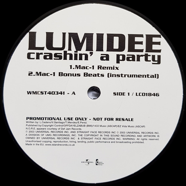 Lumidee - Crashin' A Party - Used Vinyl Record 12" image 1