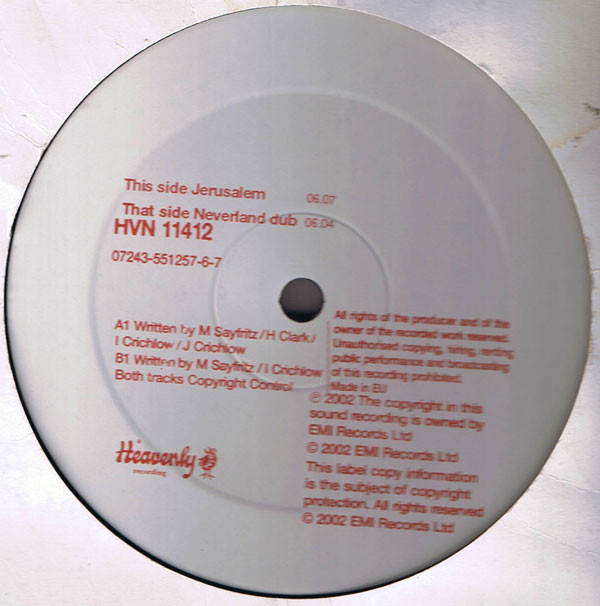 Dog - Jerusalem / Neverland Dub - Used Vinyl Record 12" image 1