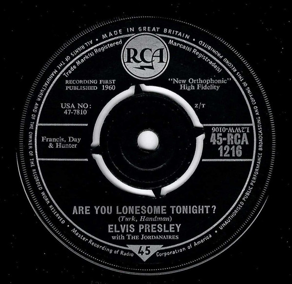 Elvis Presley - Are You Lonesome Tonight? - Used Vinyl Record 7 image 1
