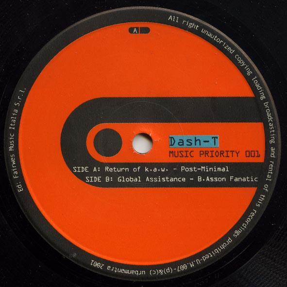 Dash-T - Music Priority 001 - Vinyl Record 12" image 1