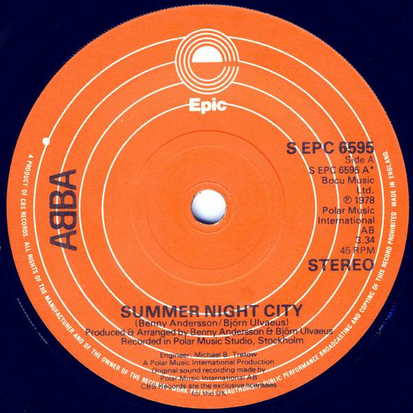 ABBA - Summer Night City - Used Vinyl Record 7" image 1