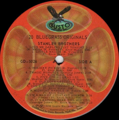 Stanley Brothers - 20 Bluegrass Originals - Used Vinyl Record image 1