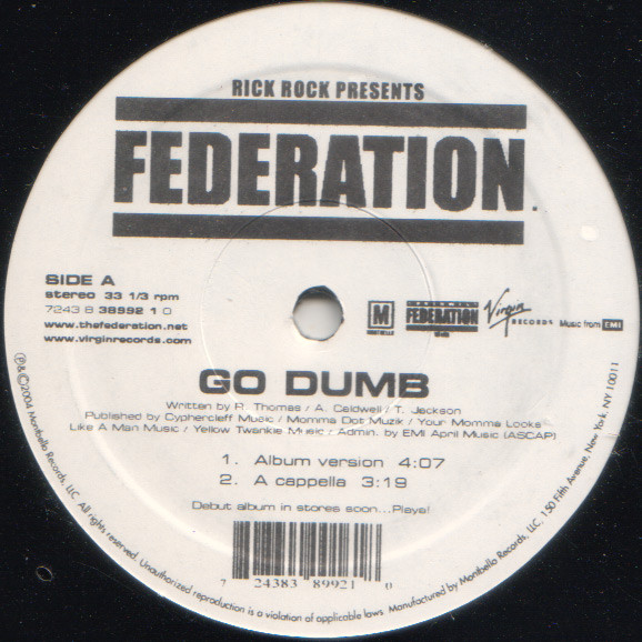 Federation - Go Dumb - Used Vinyl Record 12" image 1