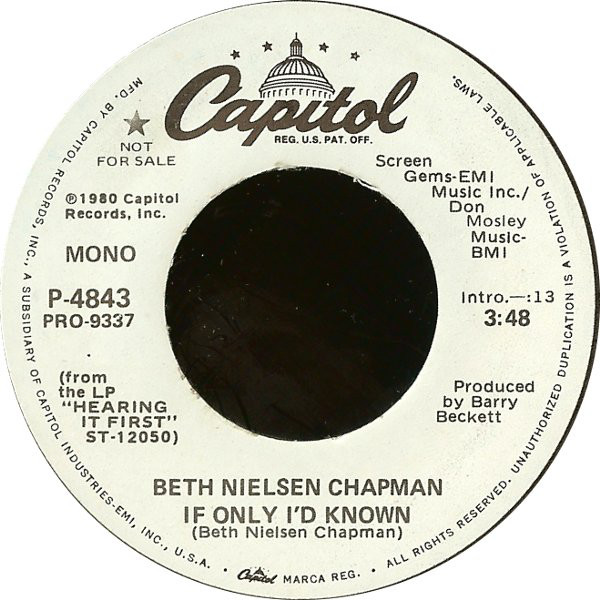 Beth Nielsen Chapman - If Only I'd Known - Used Vinyl Record image 1