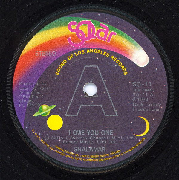 Shalamar - I Owe You One - Used Vinyl Record 7" image 1