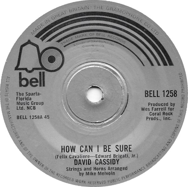 David Cassidy - How Can I Be Sure - Used Vinyl Record 7" image 1