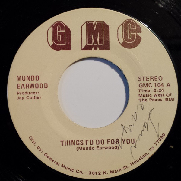 Mundo Earwood - Things I'd Do For You - Used Vinyl Record 7" image 1