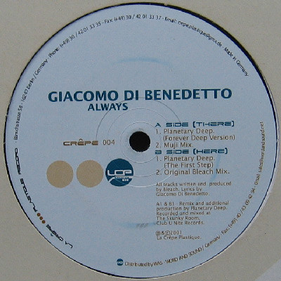 Giacomo Di Benedetto - Always - Used Vinyl Record 12" image 1