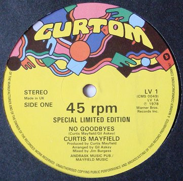Curtis Mayfield - No Goodbyes / Party, Party - Used Vinyl Record 12" image 1