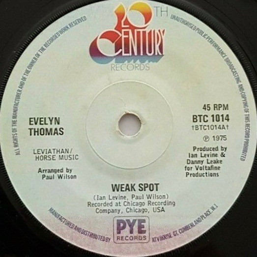 Evelyn Thomas - Weak Spot - Used Vinyl Record 7" image 1