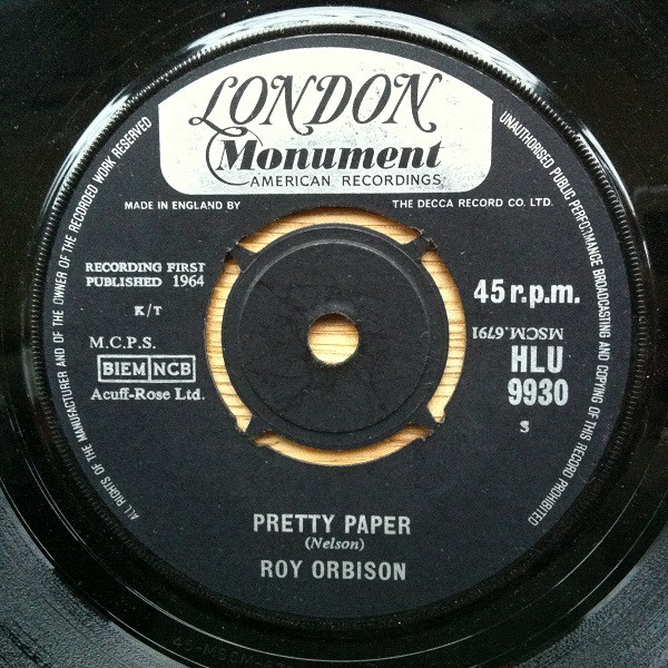 Roy Orbison - Pretty Paper / Summersong - Used Vinyl Record 7" image 1