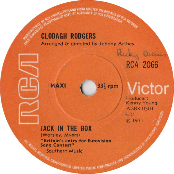 Clodagh Rodgers - Jack In The Box - Used Vinyl Record 7" image 1