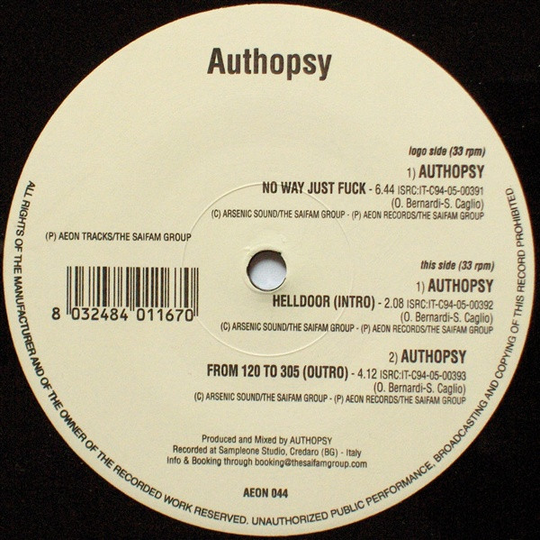 Authopsy - No Way Just uck - Used Vinyl Record 12" image 1