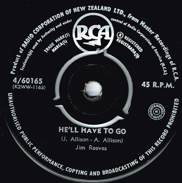 Jim Reeves - He'll Have To Go - Used Vinyl Record 7" image 1