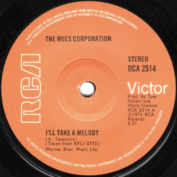 Hues Corporation - I'll Take A Melody - Used Vinyl Record 7" image 1