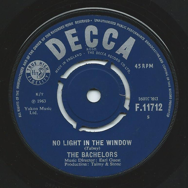 Bachelors - No Light In The Window - Used Vinyl Record 7" image 1