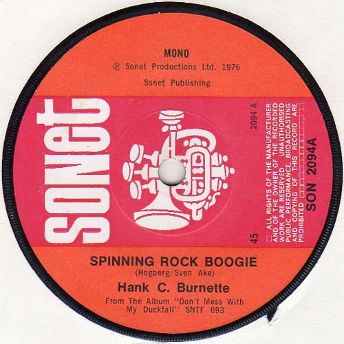 Hank C. Burnette - Spinning Rock Boogie - Used Vinyl Record 7" image 1