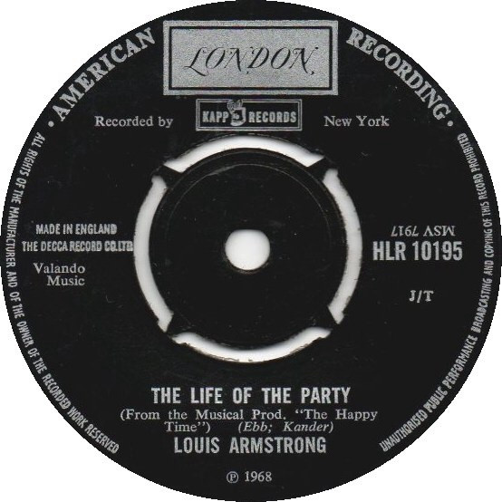 Louis Armstrong - Life Of The Party - Used Vinyl Record 7" image 1