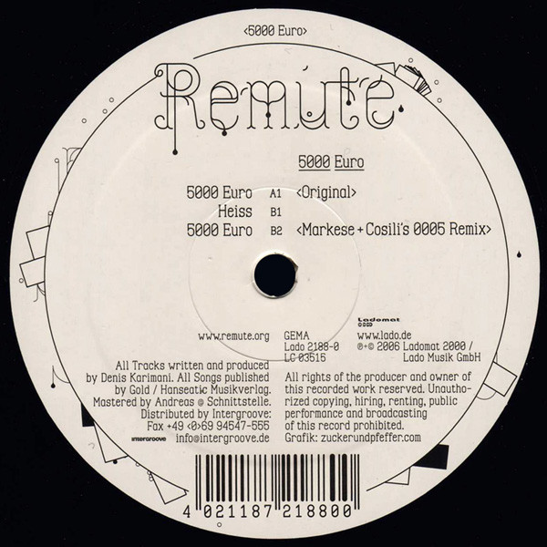 Remute - 5000 Euro - Vinyl Record 12" image 1