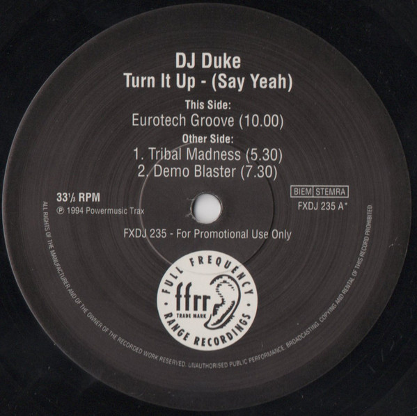 DJ Duke - Turn It Up - (Say Yeah) - Used Vinyl Record 12" image 1