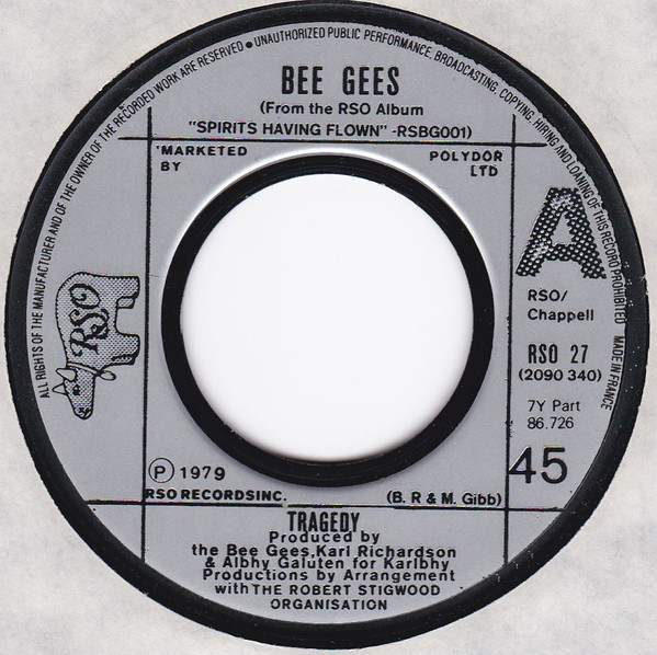 Bee Gees - Tragedy - Used Vinyl Record 7" image 1
