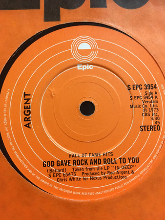 Argent - God Gave Rock And Roll To You - Used Vinyl Record 7" image 1