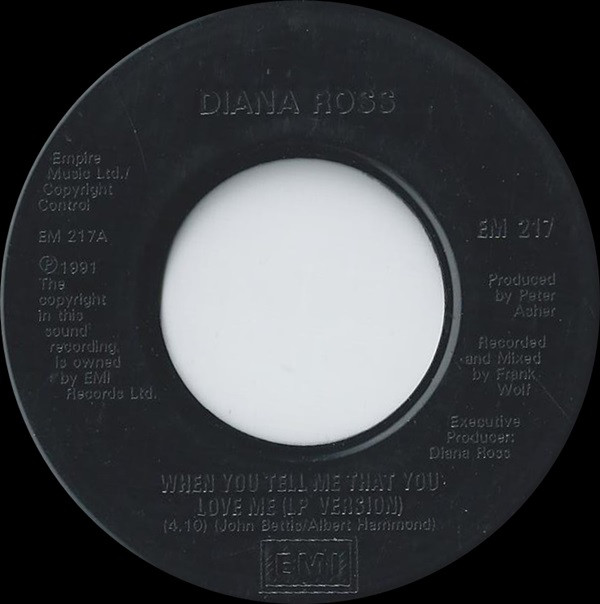 Diana Ross - When You Tell Me That You Love Me - Used Vinyl Record 7" image 1