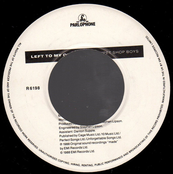 Pet Shop Boys - Left To My Own Devices - Used Vinyl Record 7" image 1