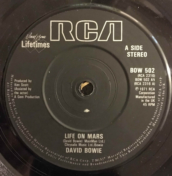 David Bowie - Life On Mars - Used Vinyl Record 7" image 1
