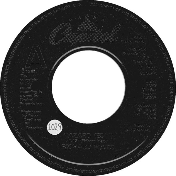 Richard Marx - Hazard - Used Vinyl Record 7" image 1