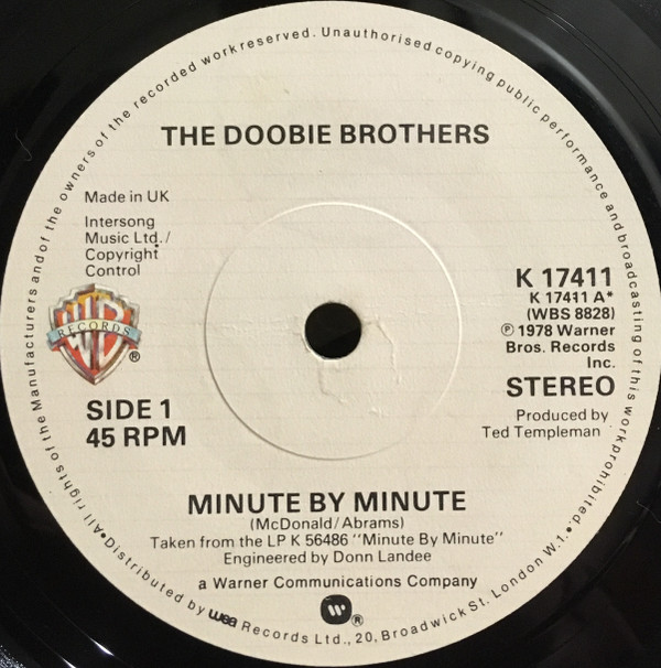 Doobie Brothers - Minute By Minute - Used Vinyl Record 7" image 1