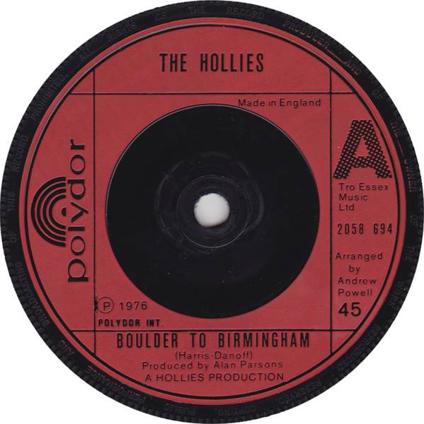 Hollies - Boulder To Birmingham - Used Vinyl Record 7" image 1