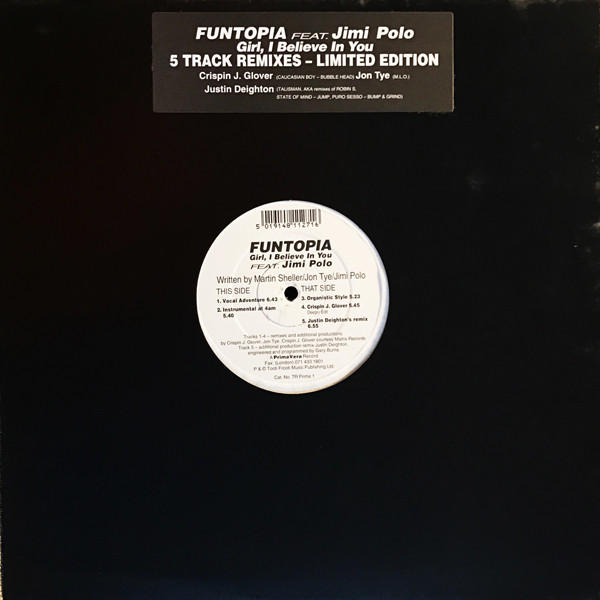 Funtopia - Girl, I Believe In You (5 Track Remixes) - Used Vinyl Record image 1