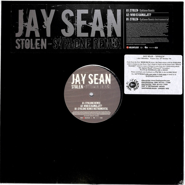 Jay Sean - Stolen (Syklone Remix) - Vinyl Record 12" image 1
