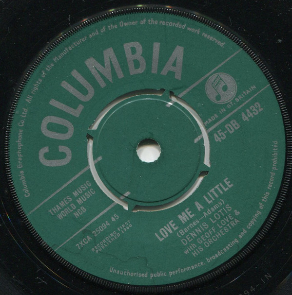 Dennis Lotis - Love Me A Little - Used Vinyl Record 7" image 1