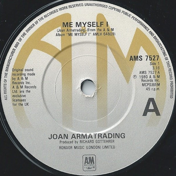 Joan Armatrading - Me Myself I - Used Vinyl Record 7" image 1