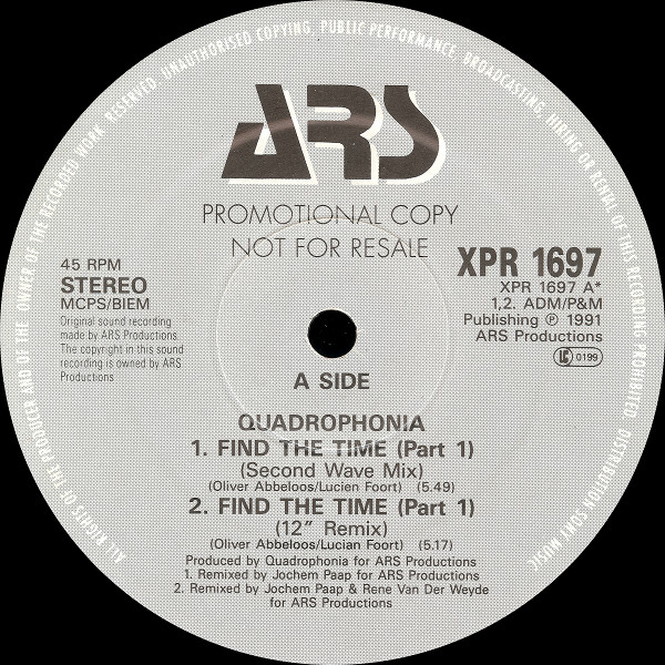 Quadrophonia - Find The Time (Part 1) - Used Vinyl Record 12" image 1
