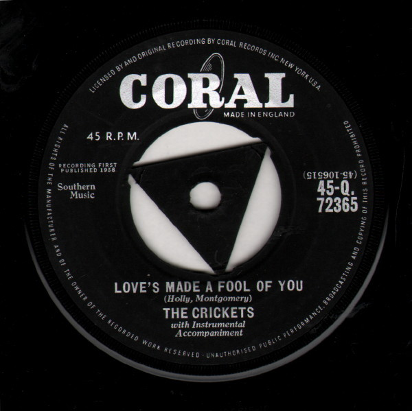 Crickets - Love's Made A Fool Of You - Used Vinyl Record 7" image 1