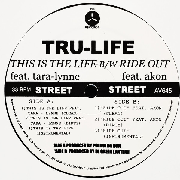 Tru-Life - This Is The Life / Ride Out - Vinyl Record 12" image 1