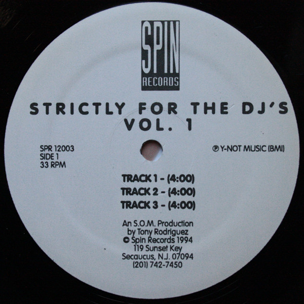 Tony Rodriguez - Strictly For The DJ's Vol.1 - Used Vinyl Record 12" image 1
