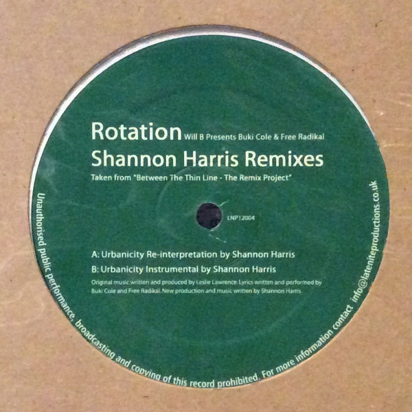 Buki Cole - Rotation (Shannon Harris Remixes) - Vinyl Record 12" image 1