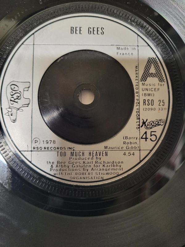 Bee Gees - Too Much Heaven - Used Vinyl Record 7" image 1